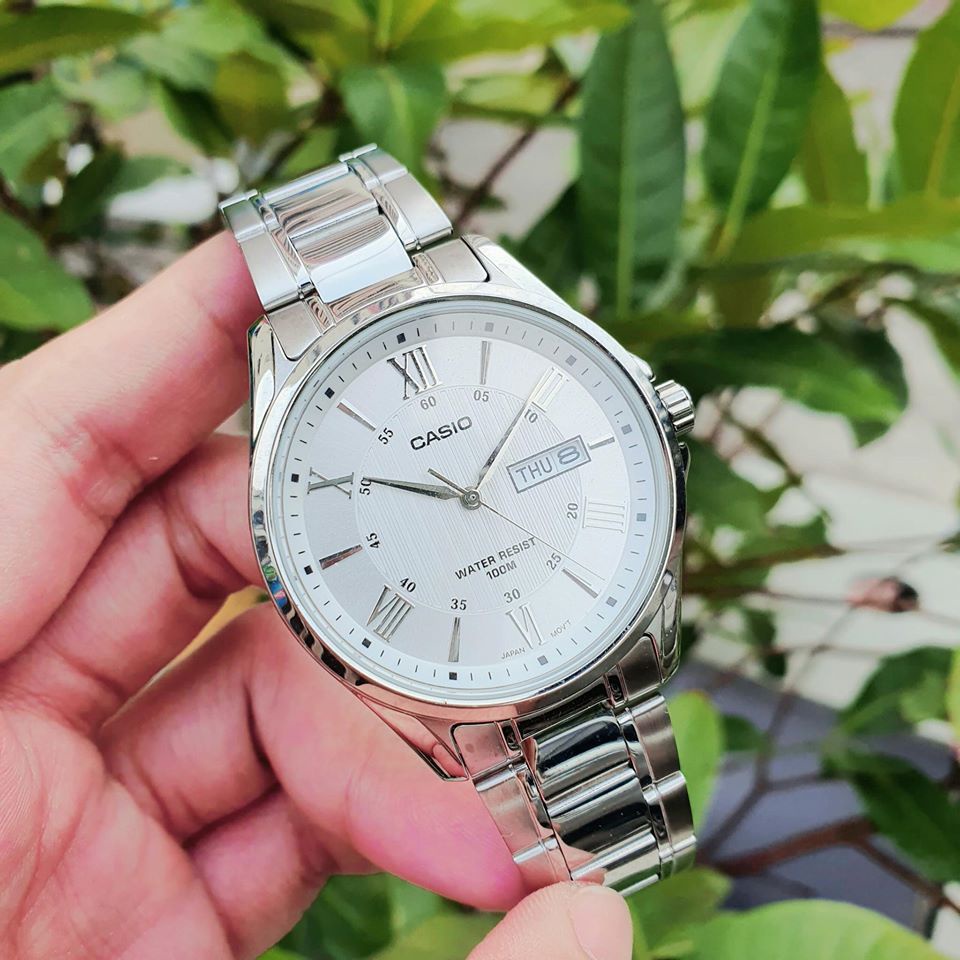 Đồng hồ Nam Casio MTP 1384D, đồng hồ chính hãng, dây kim loại, chống nước siêu tốt