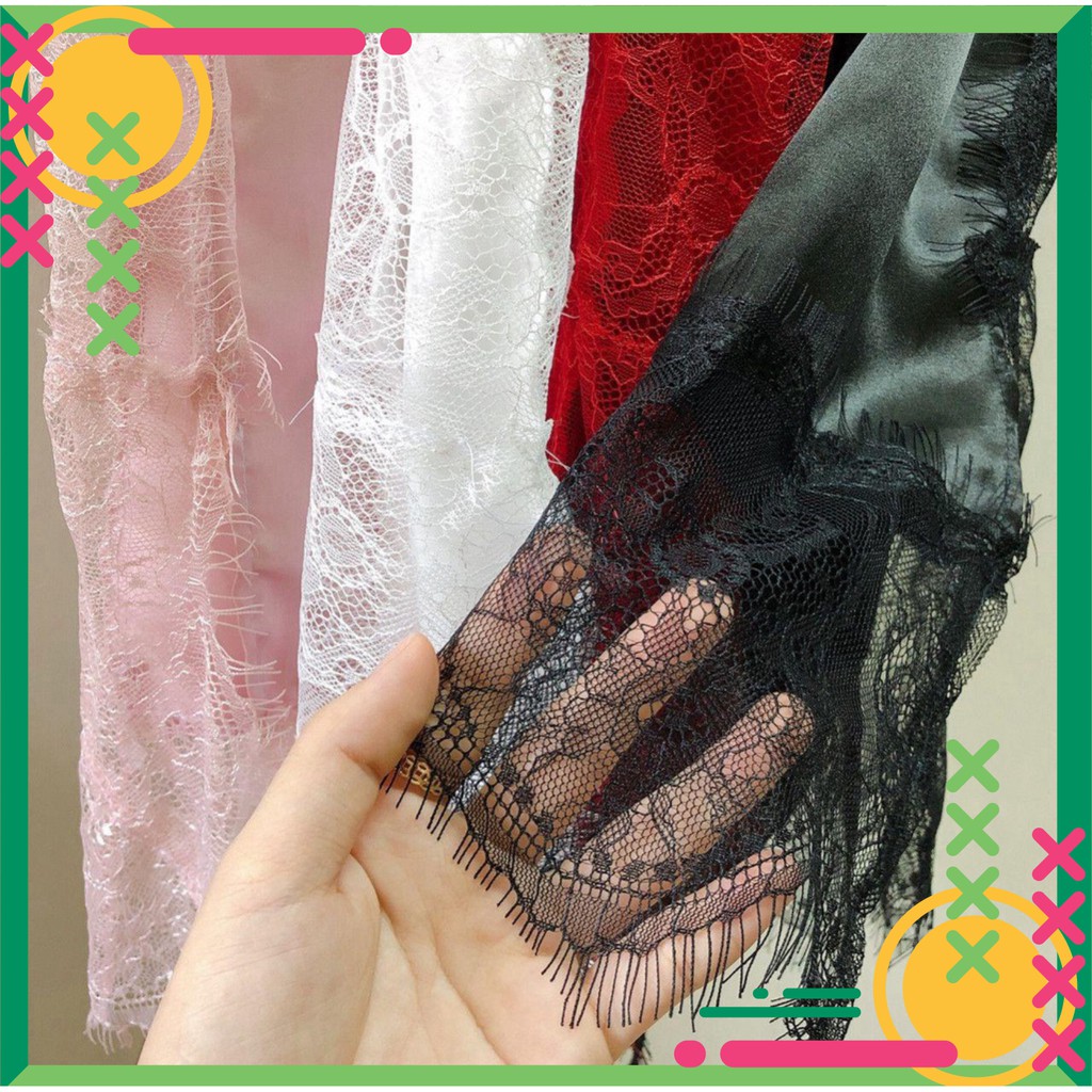 Dọn kho 13D21B1 Váy ngủ 2 dây phối ren lưới hông và ngực, vải santin mềm mát lạnh Dọn kho