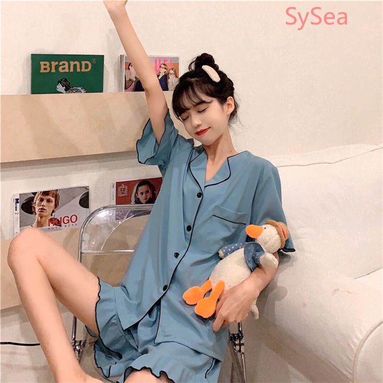 Bộ Đồ Ngủ Hai Món Thời Trang Mùa Hè Hàn Quốc Cho Nữ