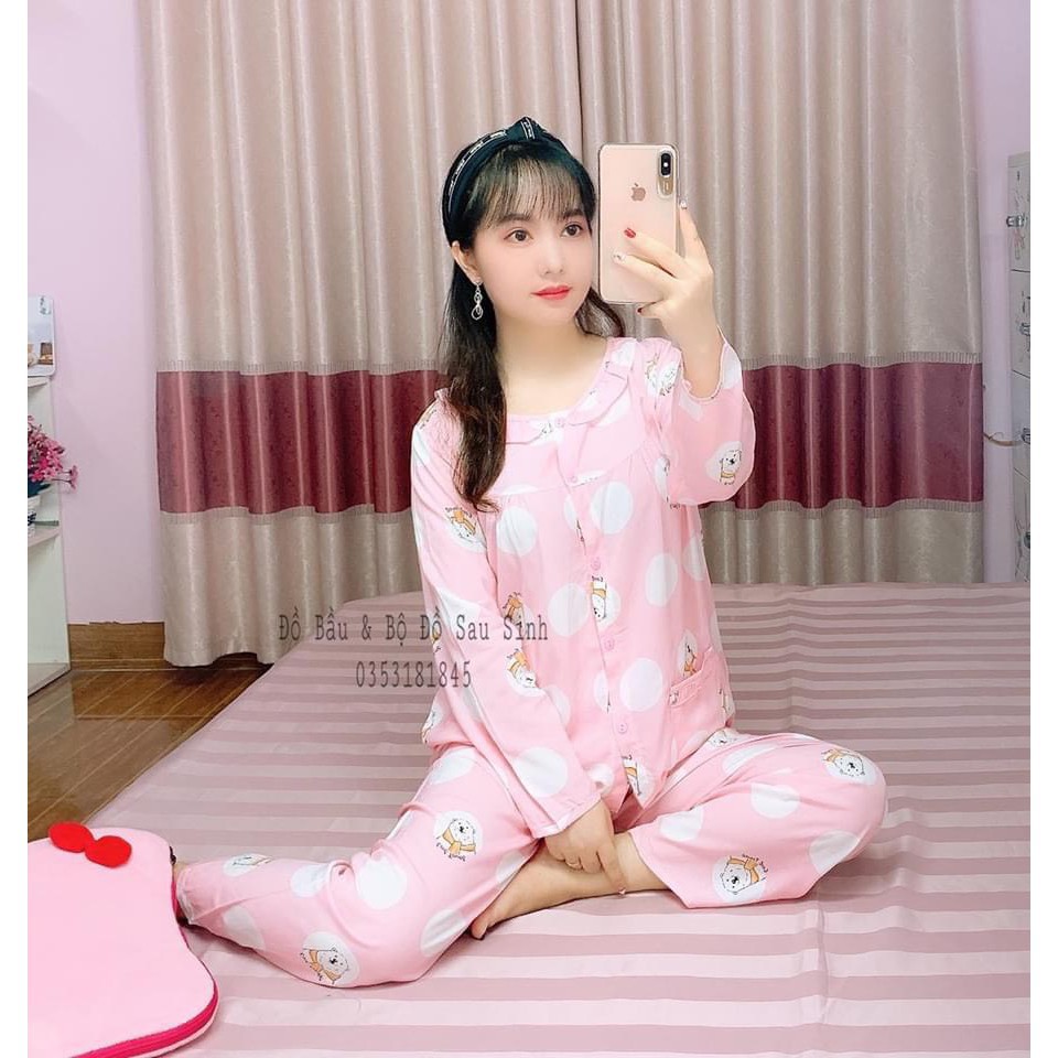 Bộ Lanh Dài Sau Sinh Mặc Hè, Chất mát, thoáng, size rộng từ 45kg đến 65kg