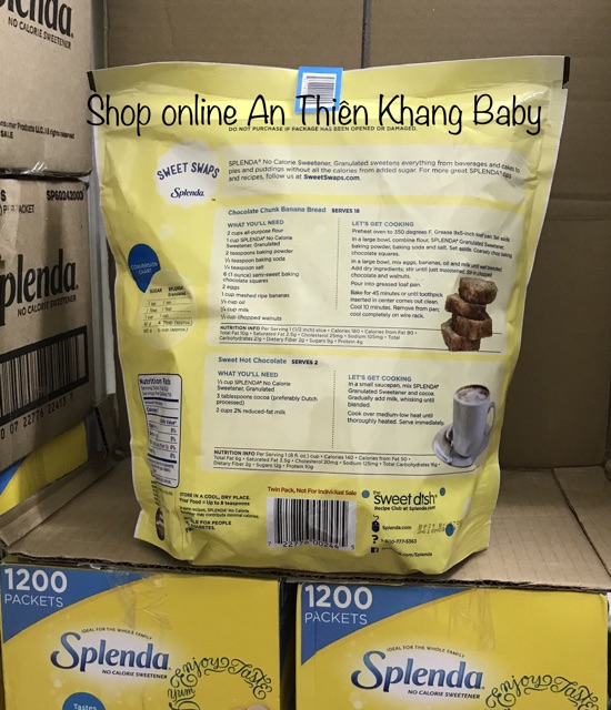 Đường ăn kiêng Splenda (no calories) dạng túi 357gr