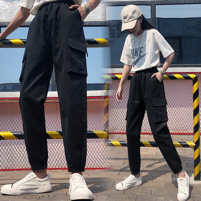 Quần dài thể thao lưng cao ống rộng phong cách Hàn Quốc cho nữ | BigBuy360 - bigbuy360.vn