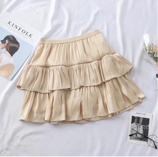 Chân váy tầng tơ lụa bóng