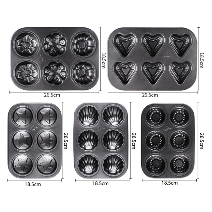 Khuôn nướng bánh cupcake, muffin, rau câu 6 ô loại to dày - T0184