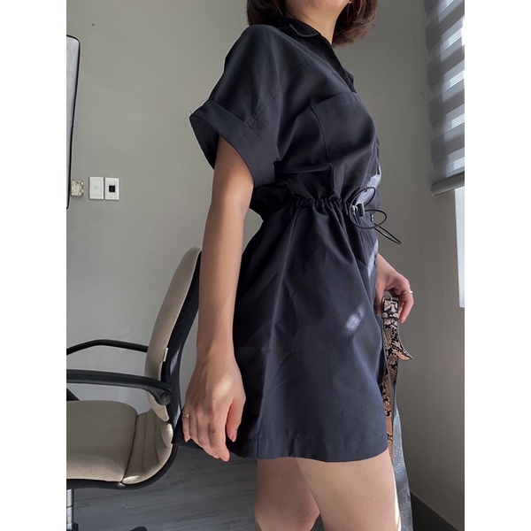 Jumpsuit dáng sơ mi- có dây rút eo