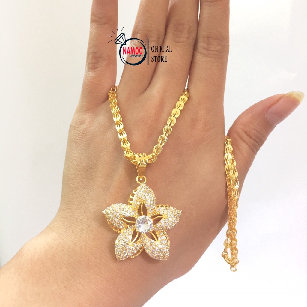 Dây Chuyền Hoa Đính Đá Bản Lớn V801 kết hợp với Dây Phụng Dài Dây 50cm Namoo Jewelry