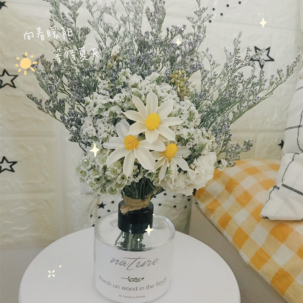 Lọ hoa thủy tinh nhỏ nhắn trang trí tặng kèm hoa -may.decor-