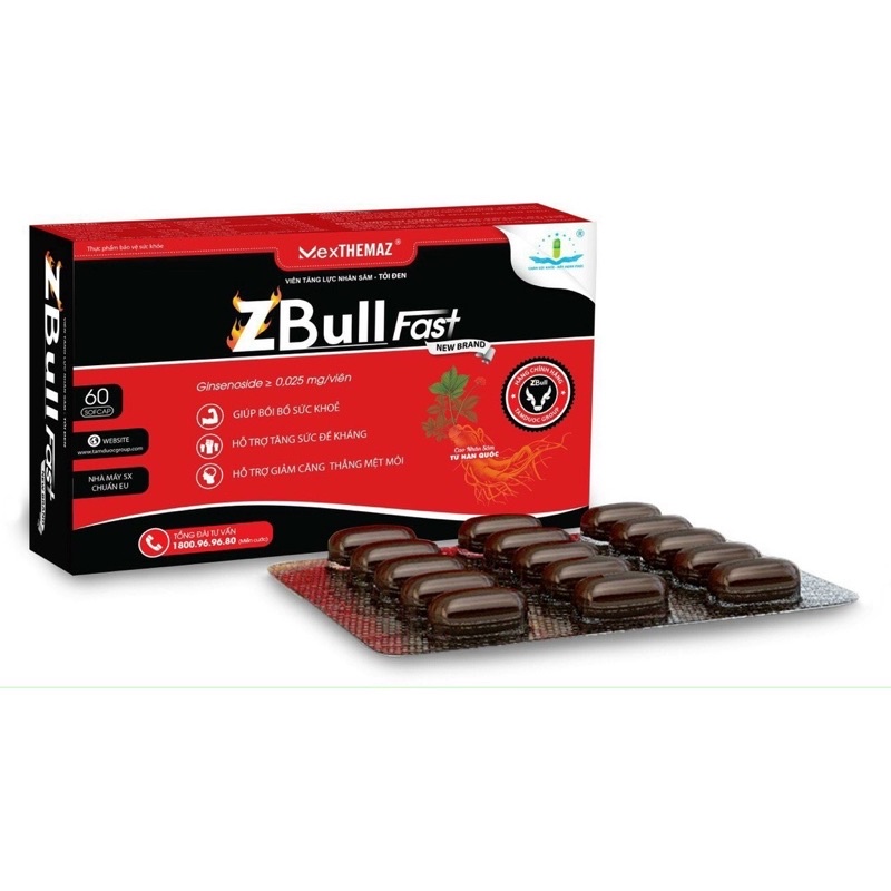 Zbull Fast - Viên tăng lực nhân sâm - Tỏi đen