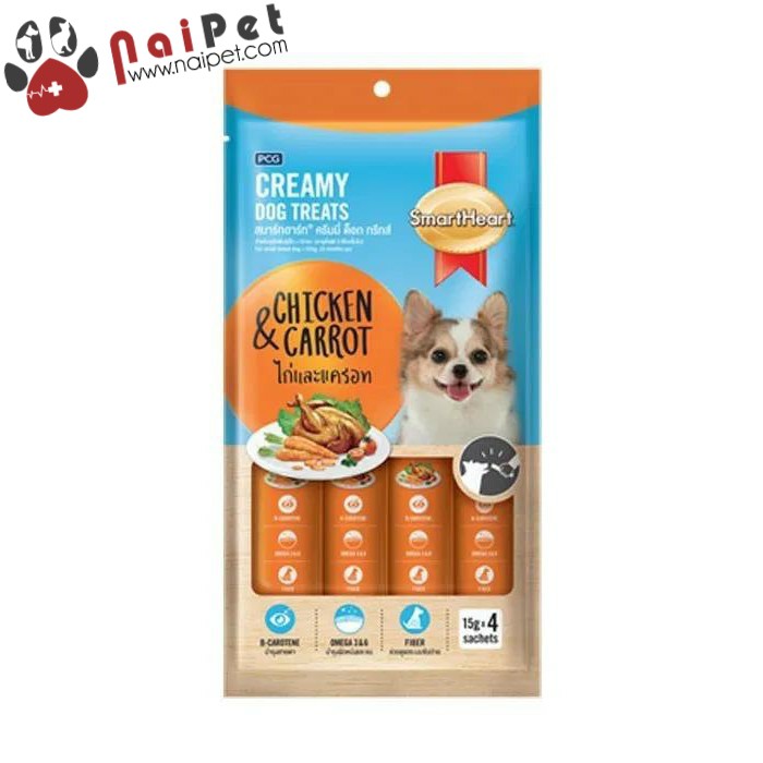 Bánh Thưởng Dạng Kem Cho Chó Gói 4 Thanh Creamy Dog Treats Smartheart 60g