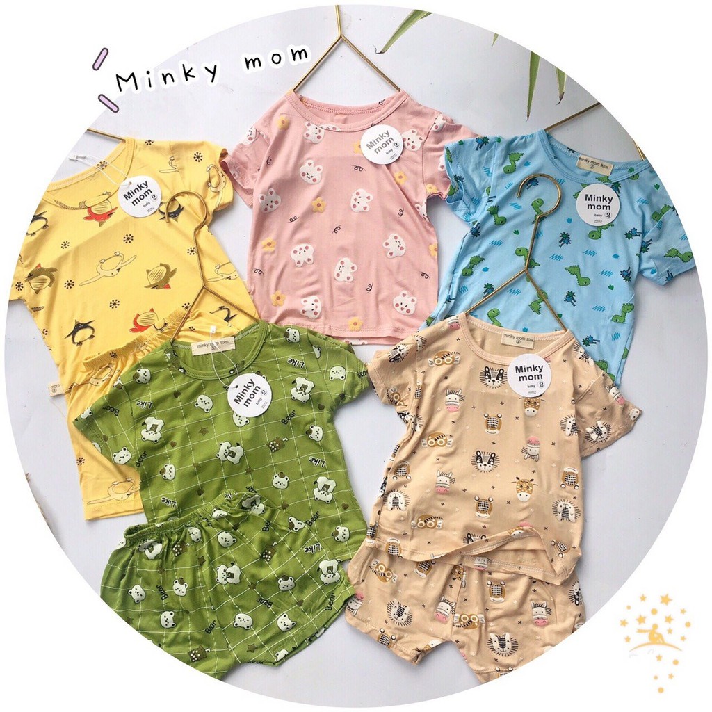 Combo 3 bộ đồ Minky Mom cho bé | Cộc tay thun lạnh | 100% cotton mềm mịn | 5-15kg