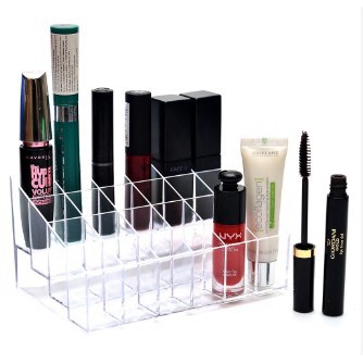 Khay Đựng Son Môi 24 O, Khay Đựng Cọ,Phấn Mắt, Dụng Cụ Trang Điểm Trong Suốt