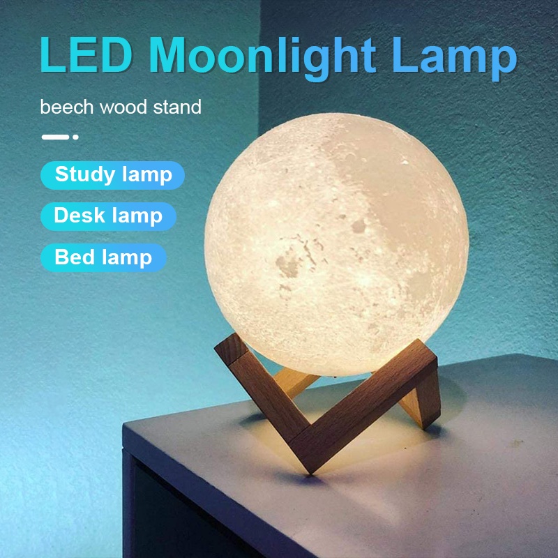 ĐÈN NGỦ MẶT TRĂNG 8 inch màu ấmĐèn ngủ Mặt Trăng Moon Light 3D Cảm Ứng. Phù hợp với những bạn thích trang trí phòng ngủ.