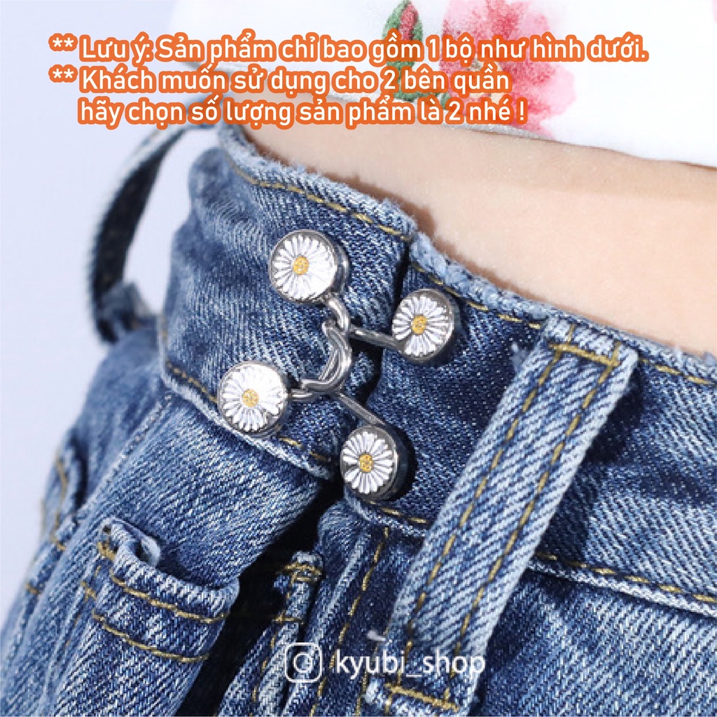 Bộ nút gài, khuy cài điều chỉnh lưng eo quần jean - short - chân váy (Nhiều mẫu) - Bộ nút cài siết eo quần Kyubi PK02