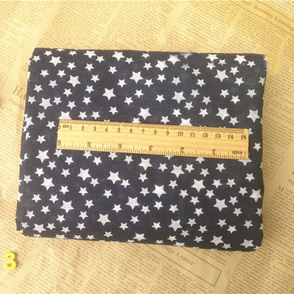 Vải cotton họa tiết sao, chấm bi dùng làm thủ công