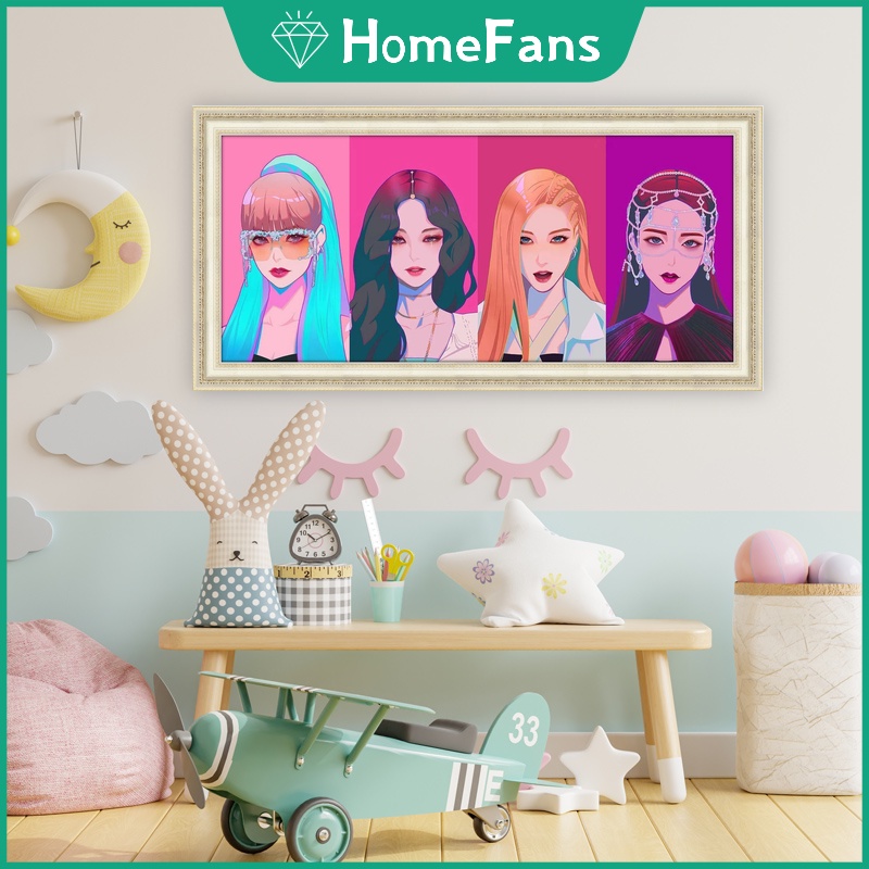 Bộ Tranh Đính Đá 5D Tự Làm Hình Nhóm Nhạc Thần Tượng Hàn Quốc 60x30cm