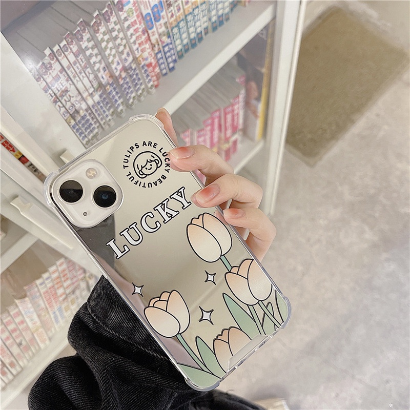 Ốp Điện Thoại Tráng Gương Họa Tiết Hoa Tulip Cho Iphone 6/6splus/7/7plus/8/8plus/x/xr/xs/11/12/13/pro/max/plus/promax 13
