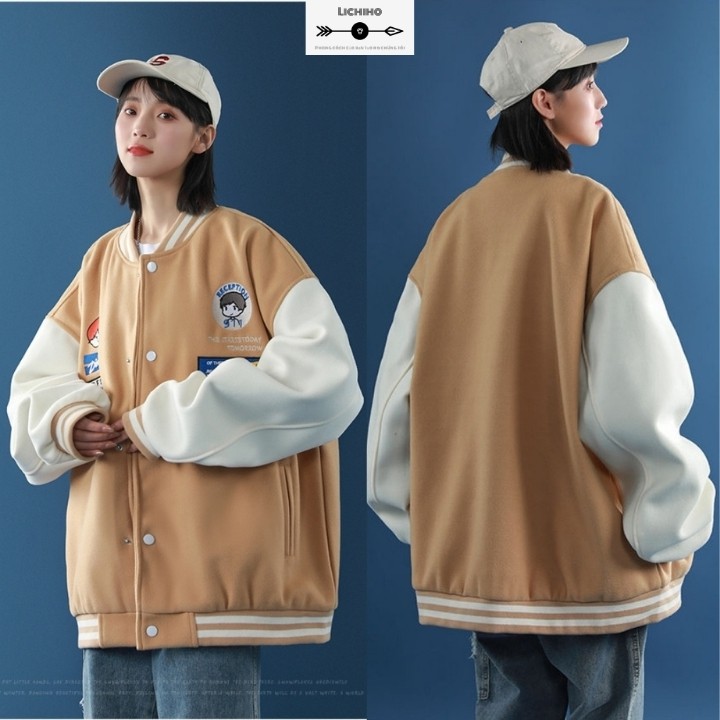 Áo bomber nỉ unisex street style áo khoác nỉ bông nam nữ form rộng ulzzang Hàn Quốc AKBBN01 LICHIHO rẻ đẹp chất