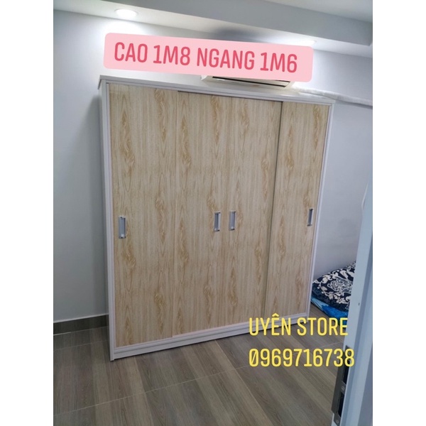 Tủ Nhựa Đài Loan Cửa Lùa Cao 1m8 Ngang 1m6 Màu NH15 - Bao Lắp Ráp Tại Nhà FREESHIP 15km HCM