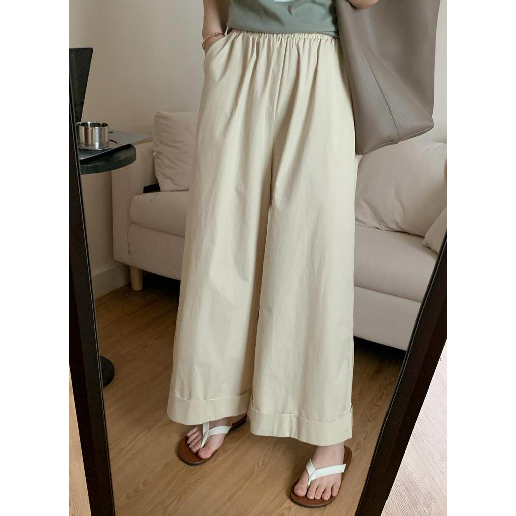 Quần Cotton Ống Rộng Lưng Thun Thoải Mái Thời Trang Mùa Hè 65432