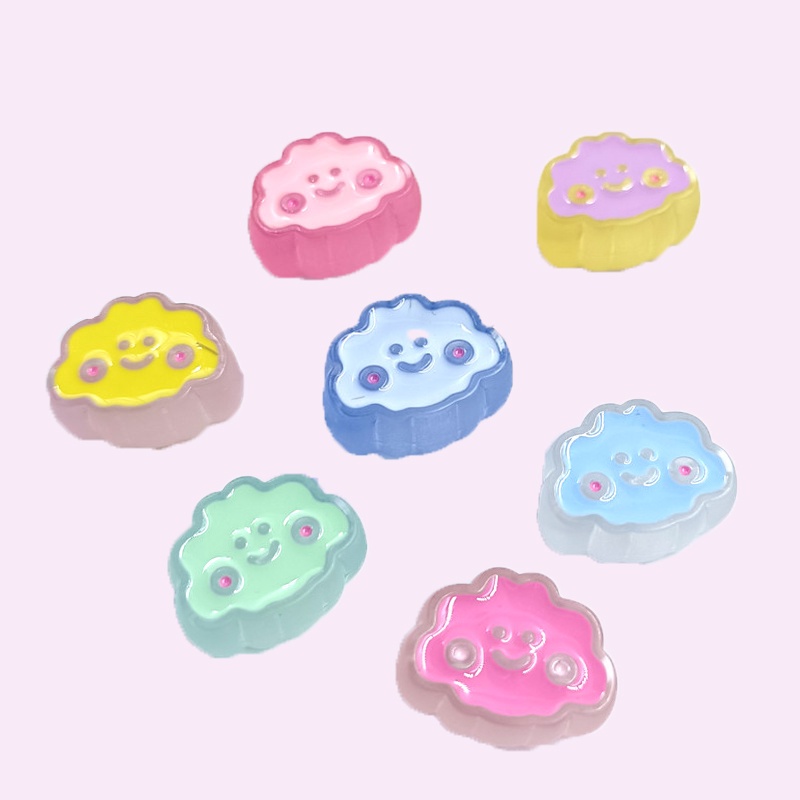 Set 5 Hạt Nhựa Trong Suốt Hình Đám Mây Cười Dùng Làm Vòng Tay/Vòng cổ Cho Bé Gái