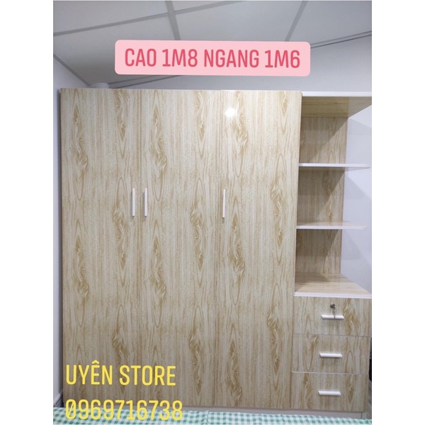 Tủ Nhựa Đài Loan 3 Cánh 1 Kệ Màu NH15 Cao 1m8 Ngang 1m6 - FREESHIP Nội Thành HCM và Bao Lắp Ráp tại nhà