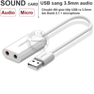 Cạc âm thanh usb - usb sound card 3.5mm audio + microphone ugreen us205 30143