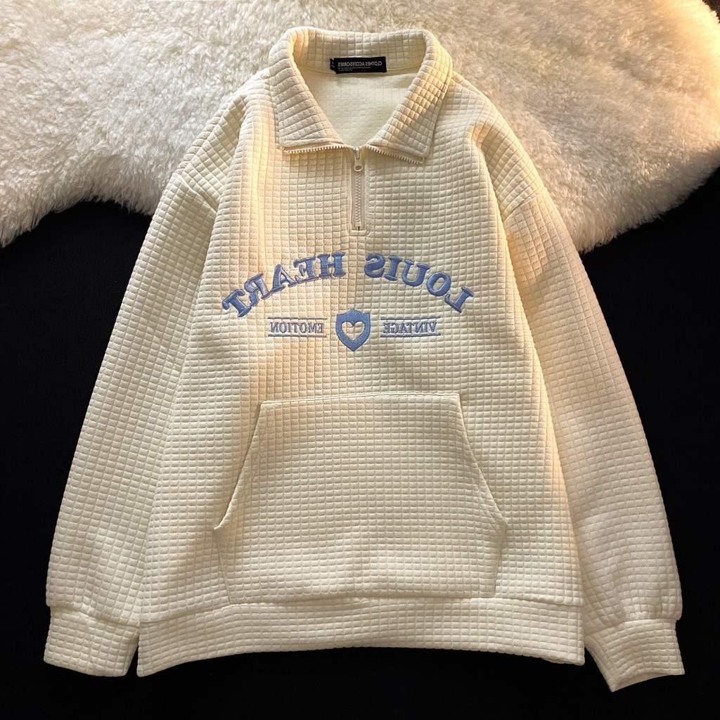 Áo Sweater Tay Dài Form Rộng Chất Nỉ Cổ Polo | BigBuy360 - bigbuy360.vn