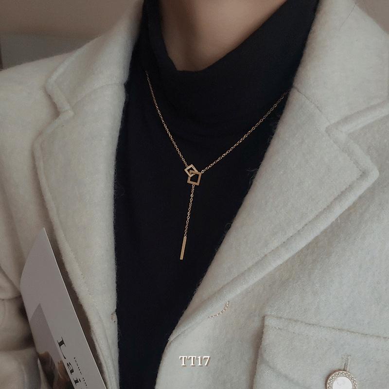 [KHÔNG ĐEN GỈ] Dây chuyền Titan dài mặt vuông đơn giản sang trọn Mely TT17