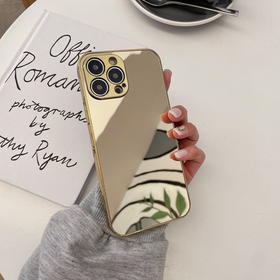 ┅❧Ốp Điện Thoại Tráng Gương Mạ Vàng Thời Trang Cho IPHONE 13 12 11 Pro Max X XR XS Max 7 8 Plus