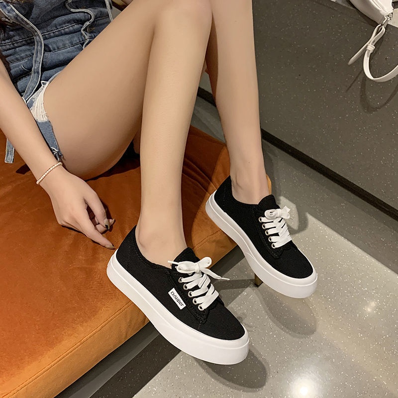 Hàng Có Sẵn Bán Chạy~ Giày Bánh Mì Vải Bạt Đế Dày Thoáng Khí Phong Cách Mùa Hè Năm 2021 Thoáng Khí Cho Nữ