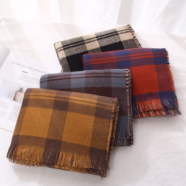 KHĂN QUÀNG HÀN QUỐC - KHĂN KẺ 2 MẶT K7