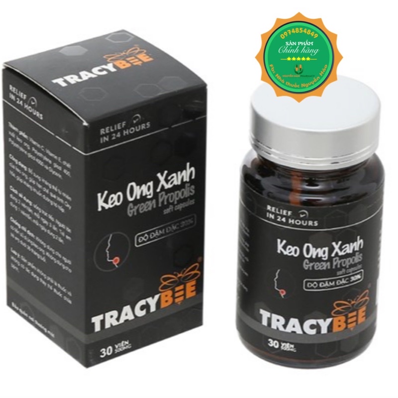 Keo ong xanh Brazil dạng viên Green Propolis Tracybee Lọ 30 Viên