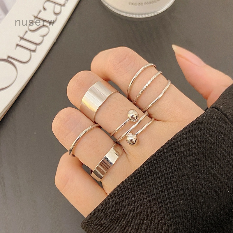 Set 5 nhẫn đeo khớp ngón tay kiểu dáng đơn giản thời trang cho nữ