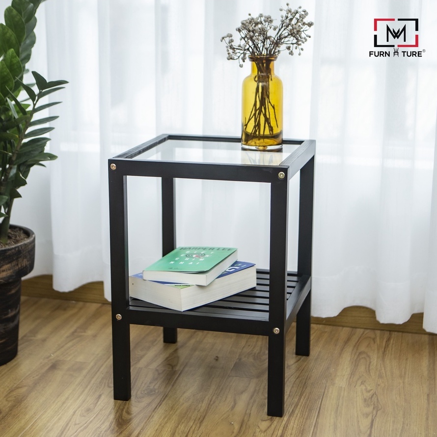 Kệ đầu giường trang trí đa năng hàn quốc mặt kính màu đen - MW FURNITURE - Nội thất trang trí