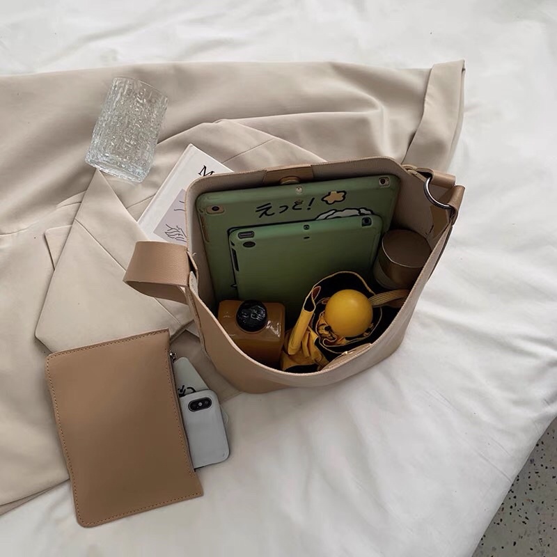 Túi da Pu size trung nhỏ công sở đi học (kèm ví)