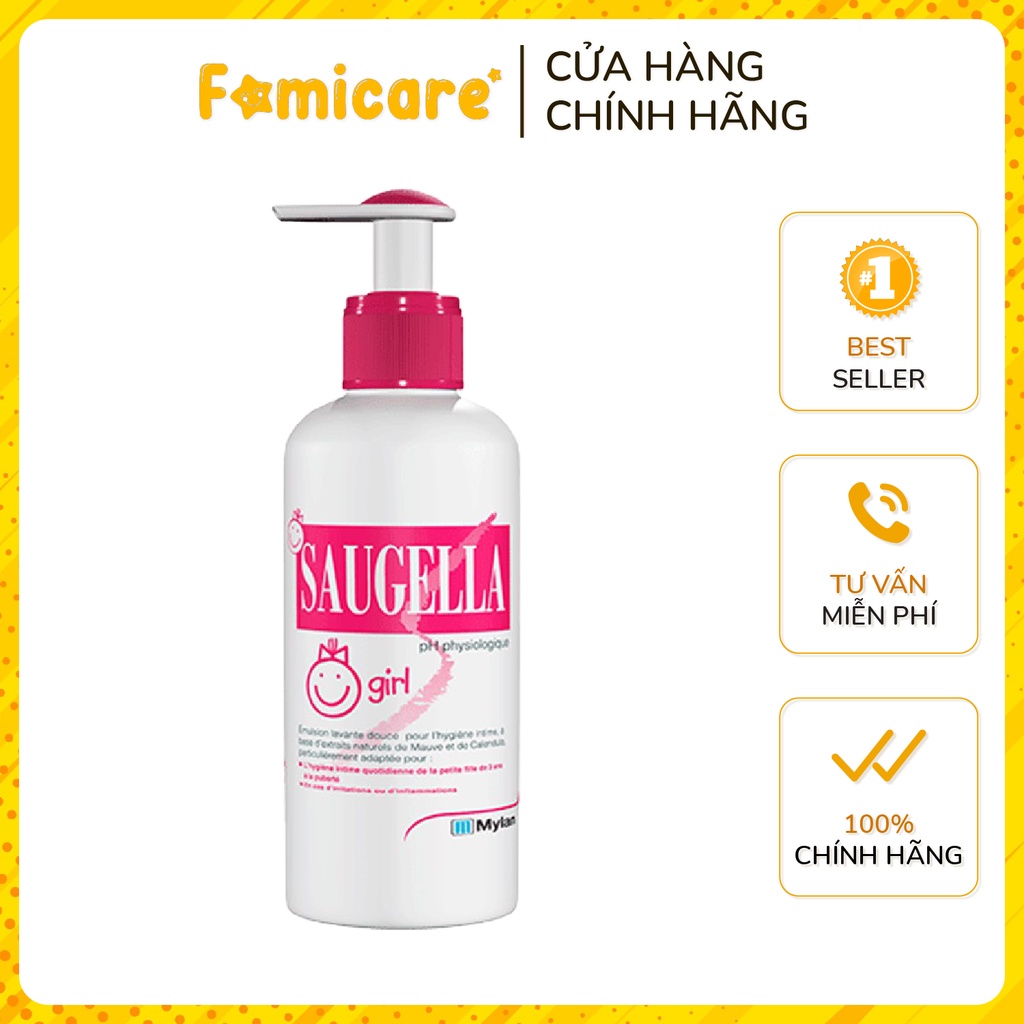 Dung dịch vệ sinh cho bé gái Saugela girl 200ml