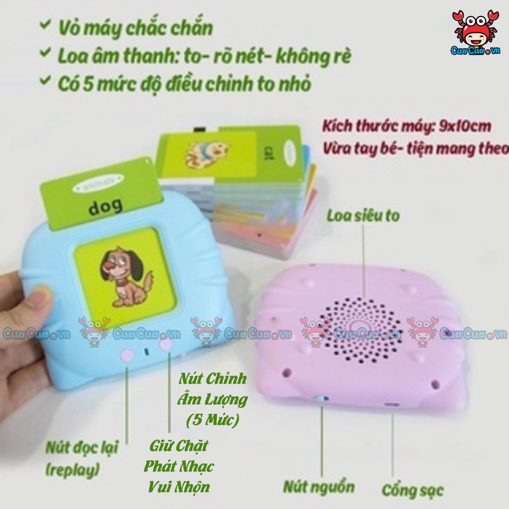 Máy đọc thẻ tiếng anh flashcard, máy đọc thẻ song ngữ anh việt, thẻ học thông minh cho bé học tiếng anh nói tiếng việt