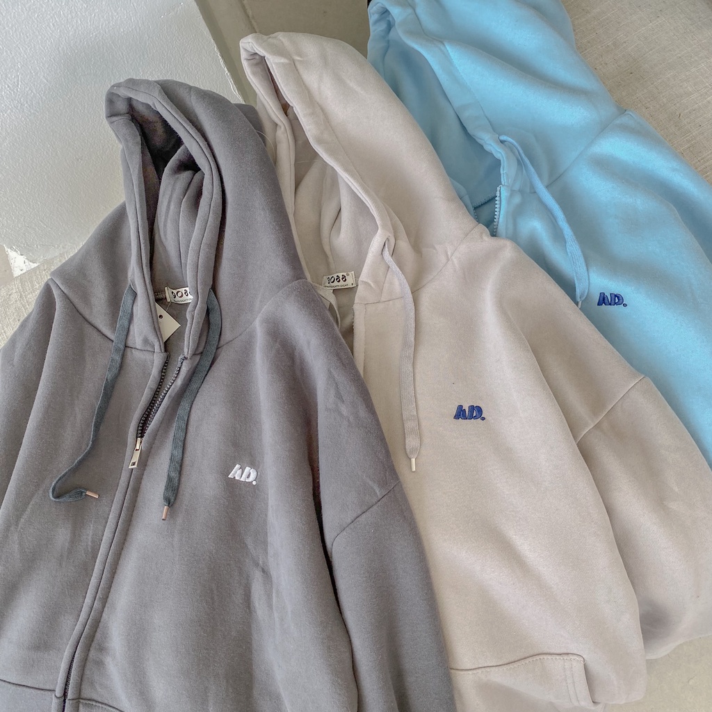 Áo khoác nỉ Hoodie in chữ AD trước ngực nhiều màu ulzzang basic - Made by Fiin