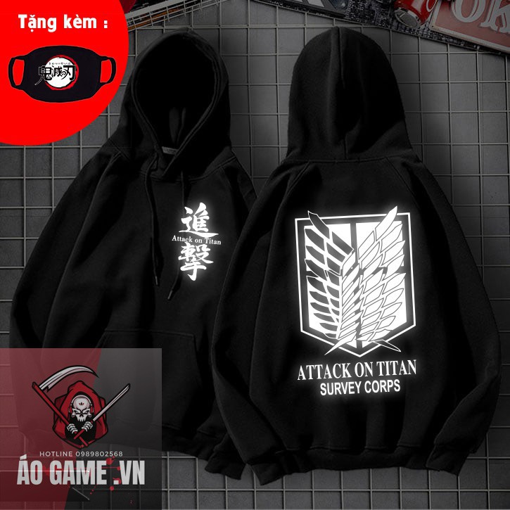 [ VIEO + ẢNH THẬT ] Áo khoác ÁO HOODIE in hình ao game Attack on Titan ĐỘC đẹp nhất TẶNG KÈM BỊT MẶT