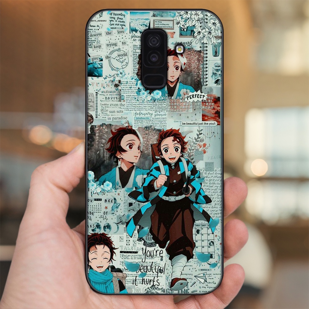 Ốp lưng Samsung A6 Plus viền đen in hình Tanjiro Kimetsu No Yaiba