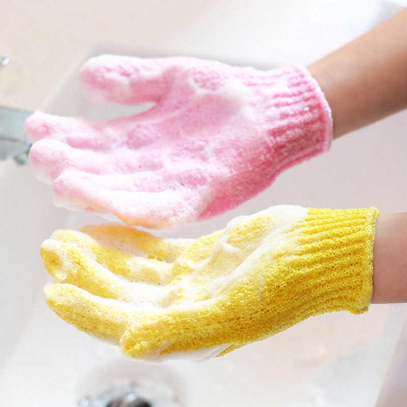 Găng tay năm ngón màu sắc ngọt ngào chuyên dụng cho tắm rửa