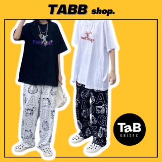 Quần hoat hình dài ống suông ADG, Quần cartoon dài ống rộng hình mèo Garfield - TABB SHOP