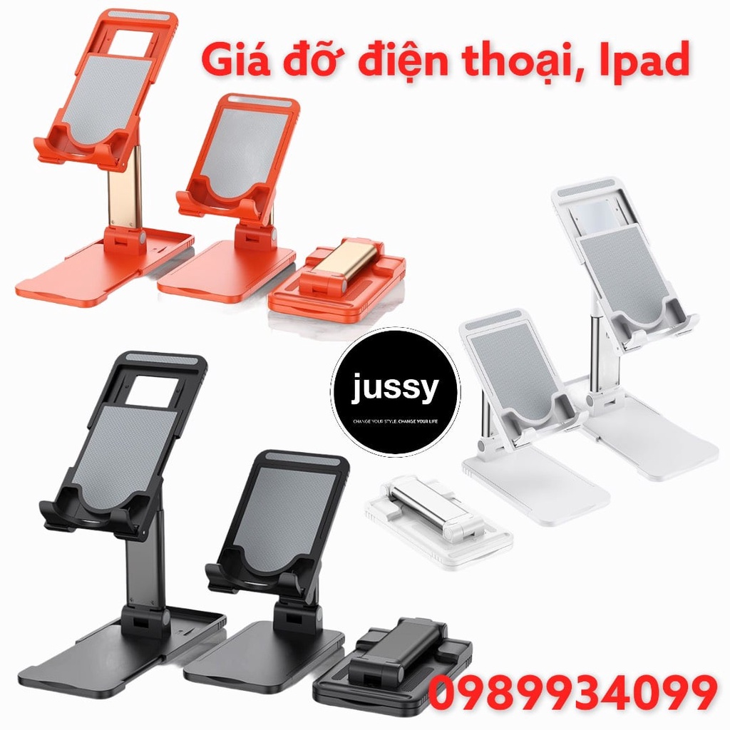 Giá Đỡ Điện Thoại Jussy Loại Cong, Góc Xoay Linh Hoạt, Khung Gấp Gọn Chắc Chắn Khi Để Điện Thoại iPhone Ipad Samsung