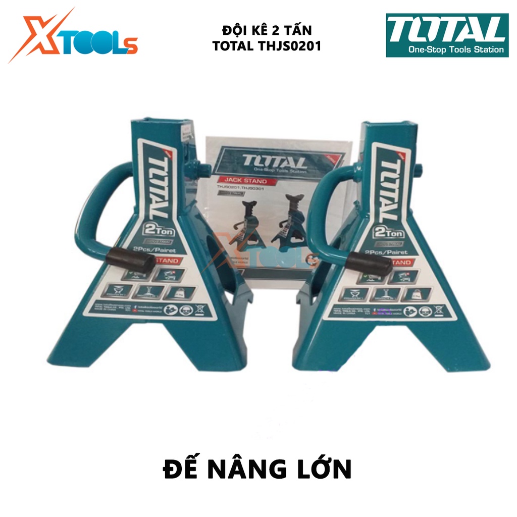 Đội kê 2 tấn TOTAL THJS0201 Đội kê ô tô Chiều cao nâng tối thiểu 250mm Chiều cao nâng tối đa 380mm nâng hàng hóa, vật kh