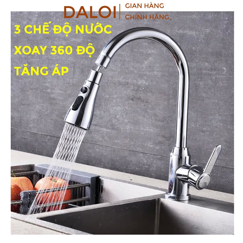 Đầu Vòi Nước Nối Dài tăng Áp 3 Chế Độ Xoay 360 Độ Vòi nước bồn rửa chén bát valaboTiết Kiệm Nước V4 DALOI TECH