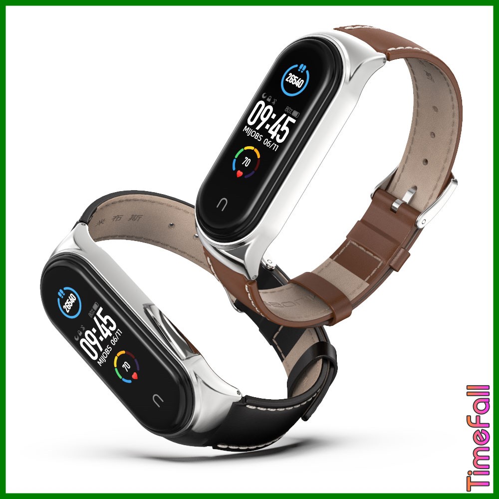 Dây đeo da bò viền cong CS Miband 4, MIBAND 3 chính hãng MIJOBS, dây đeo thay thế mi band 4, MI BAND 3 da bò CS (MIJOBS)