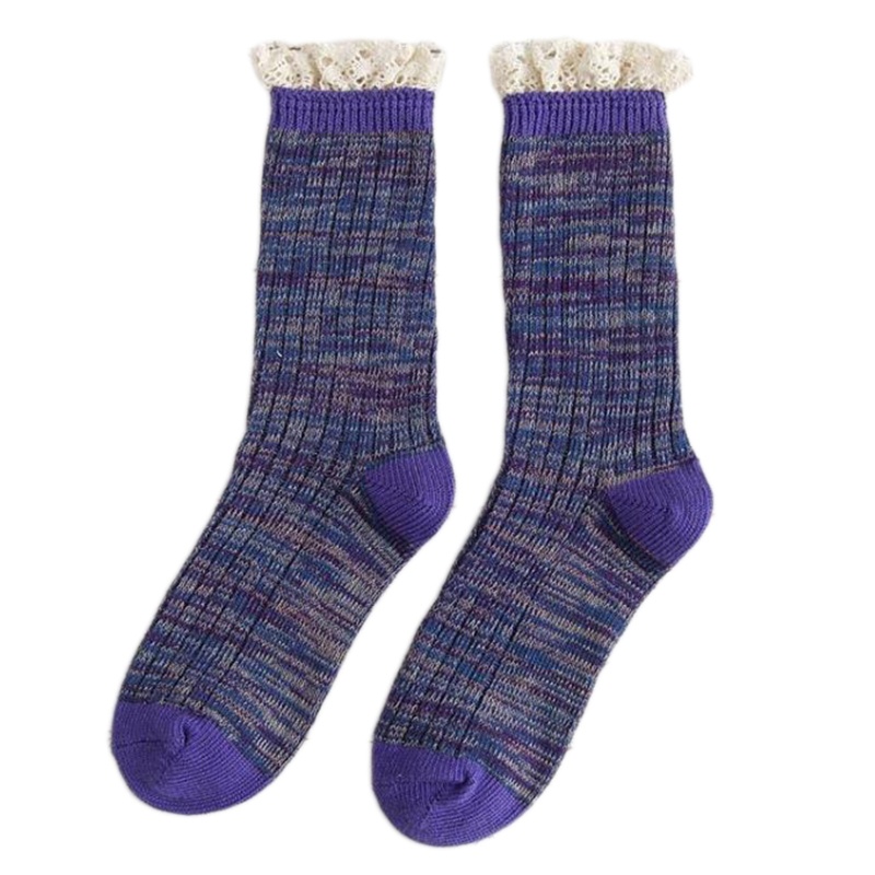 Tất Ống Lửng Phối Ren Ấm Áp Theo Phong Cách Thu Đông Nhật Bản Dành Cho Nữ