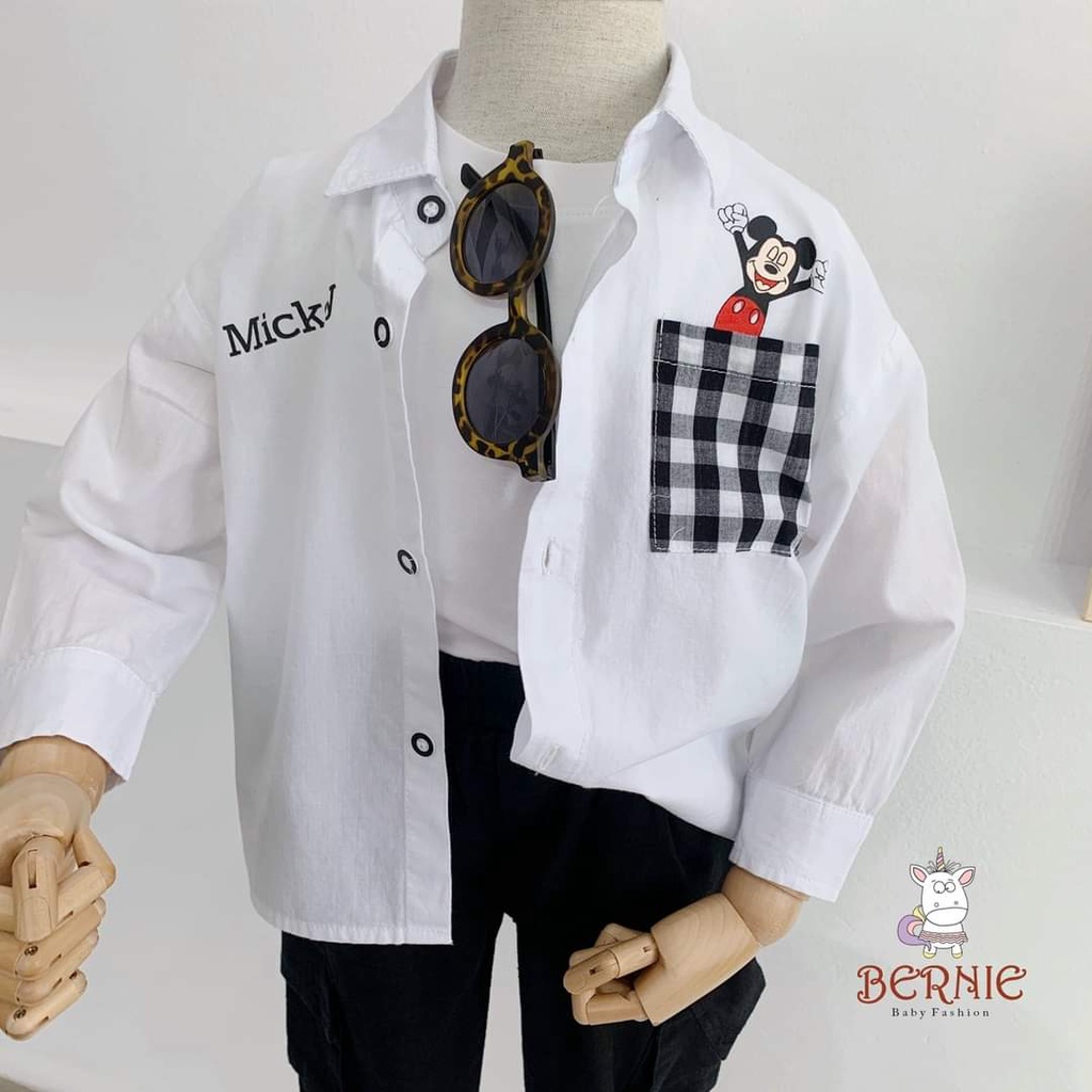 Set bộ sơ mi trắng bé trai quần kaki túi hộp Bộ quần áo thời trang bé trai Hàn Quốc - STB