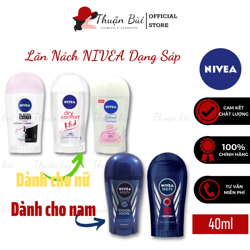 Lăn Khử Mùi Nam Nữ, Lăn Nách NIVEA Đức 40ml Dạng Sáp Lăn