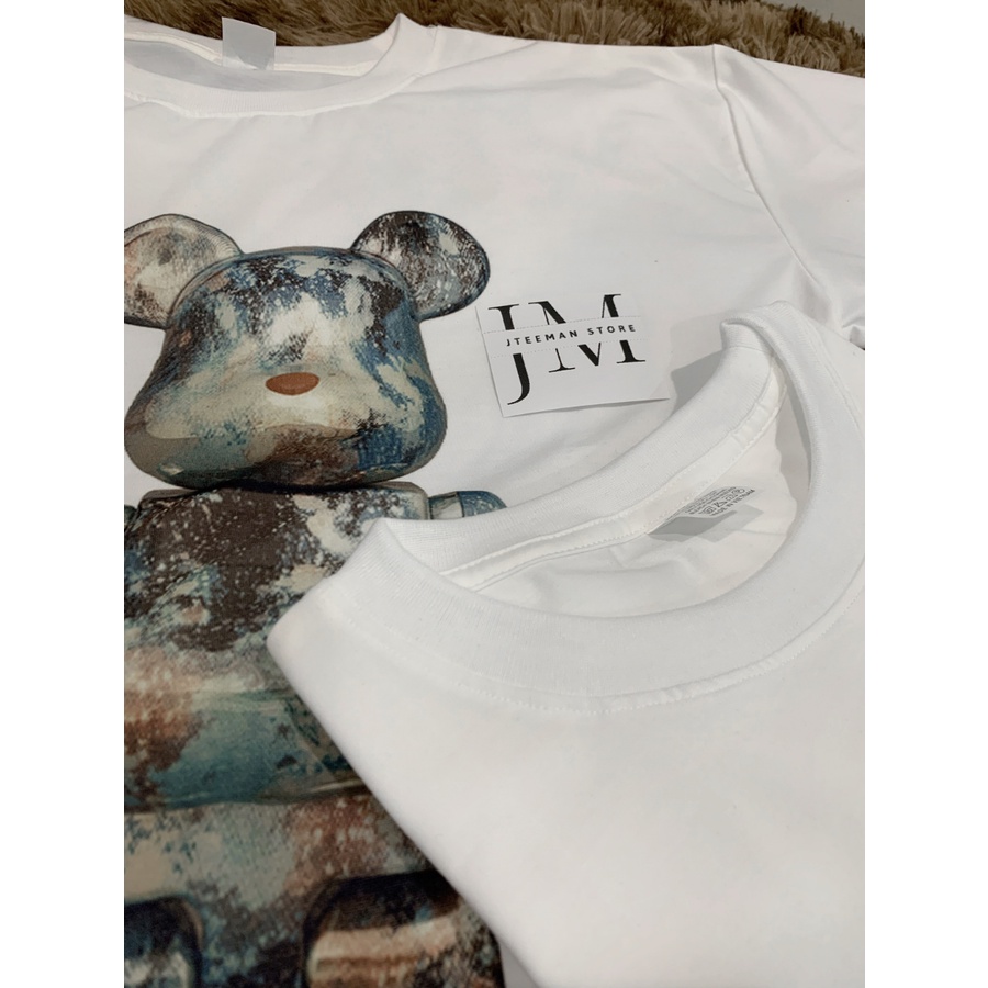 Áo thun Unisex tay lỡ form rộng in hình BearBrick đẹp, áo phông Unisex nam nữ in hình Gấu vải cotton JTeeMan - JT19